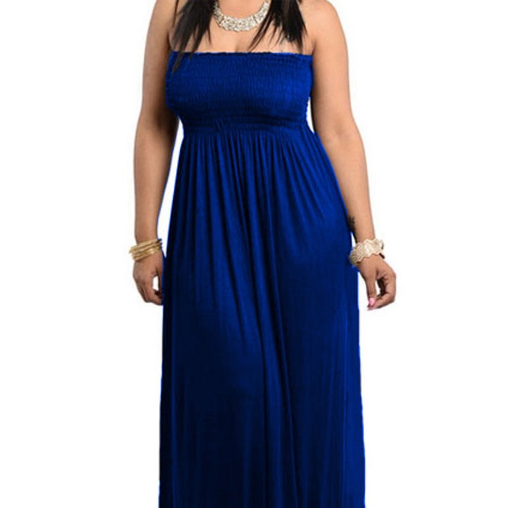 Smocked Chest Strapless Tube Long Maxi Dress